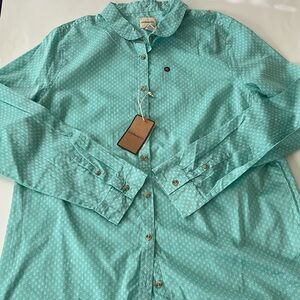 G.H. Bass & Co. Teal Patterned Casual Shirt